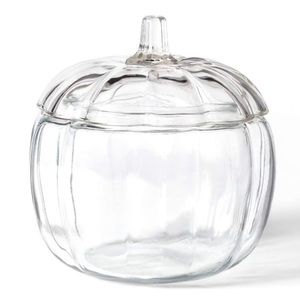 Glass Pumpkin Cookie Jar Decor 7" Tall 22" Cir